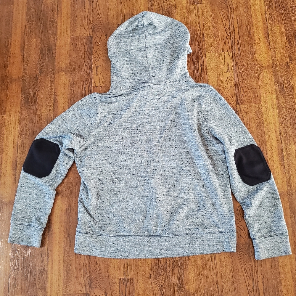 Gap Women's XL Hoodie Iconic Nubby Reverse Weave Gray & Black Elbow Patches - Picture 2 of 9